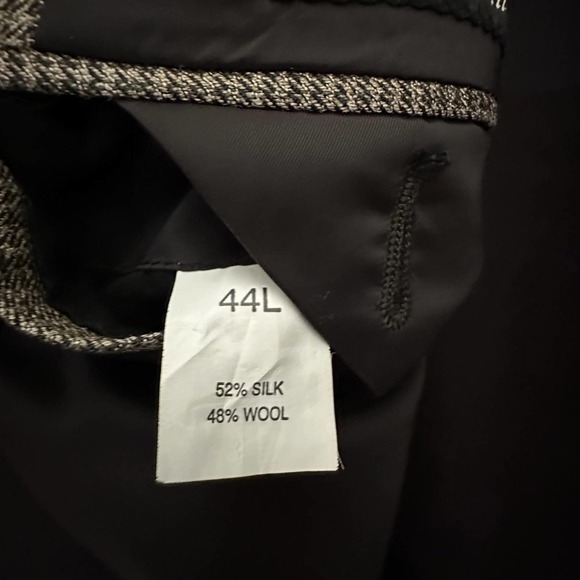 Jos A Bank Silk Wool Blazer Traveler's Collection 44L Houndstooth Brown Tan - Picture 9 of 13
